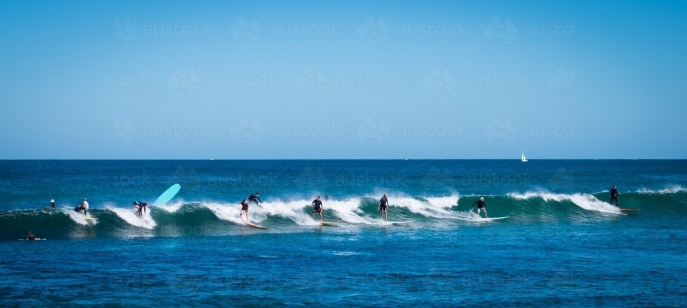 Surf Break Crowded Take-off - Australian Stock Image