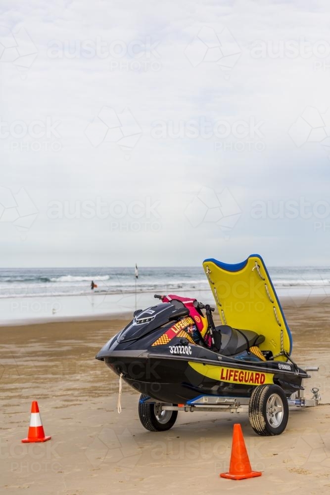 Surf Life Saving jet ski on beach - Australian Stock Image