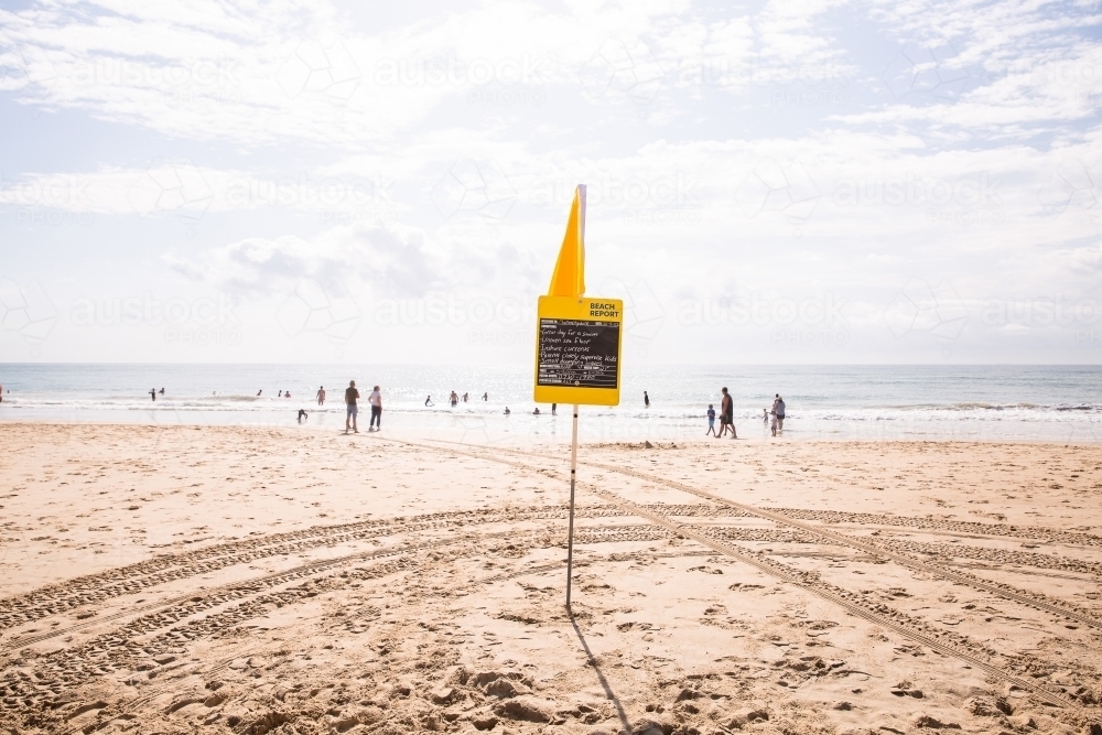 surf safety sign on beach - Australian Stock Image