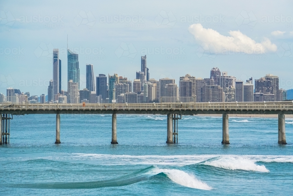 Surfers Paradise view over jetty - Australian Stock Image