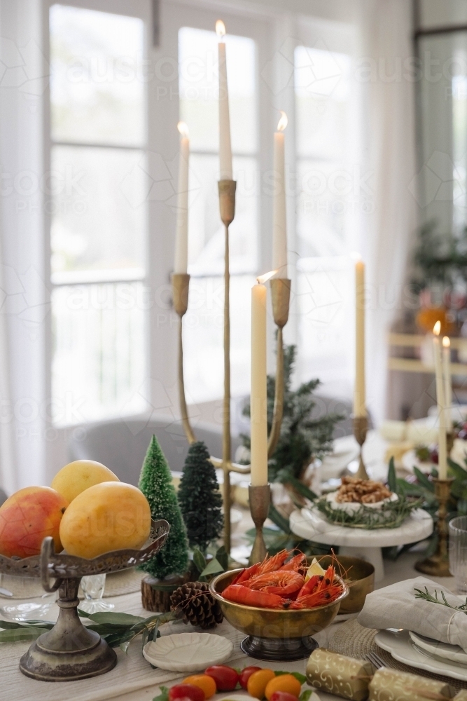 Table with prepared Christmas meal - Australian Stock Image