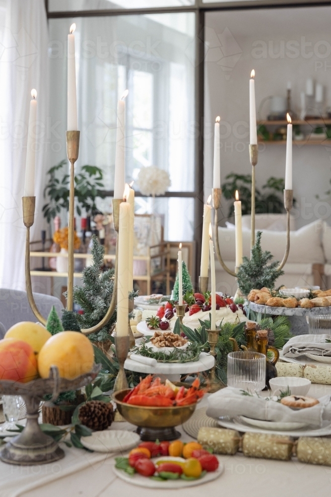 Table with prepared Christmas meal - Australian Stock Image