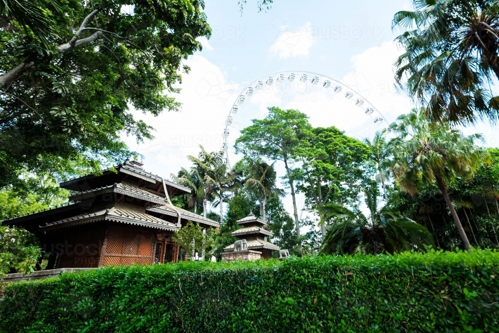 Temple and brisbane wheel - Australian Stock Image