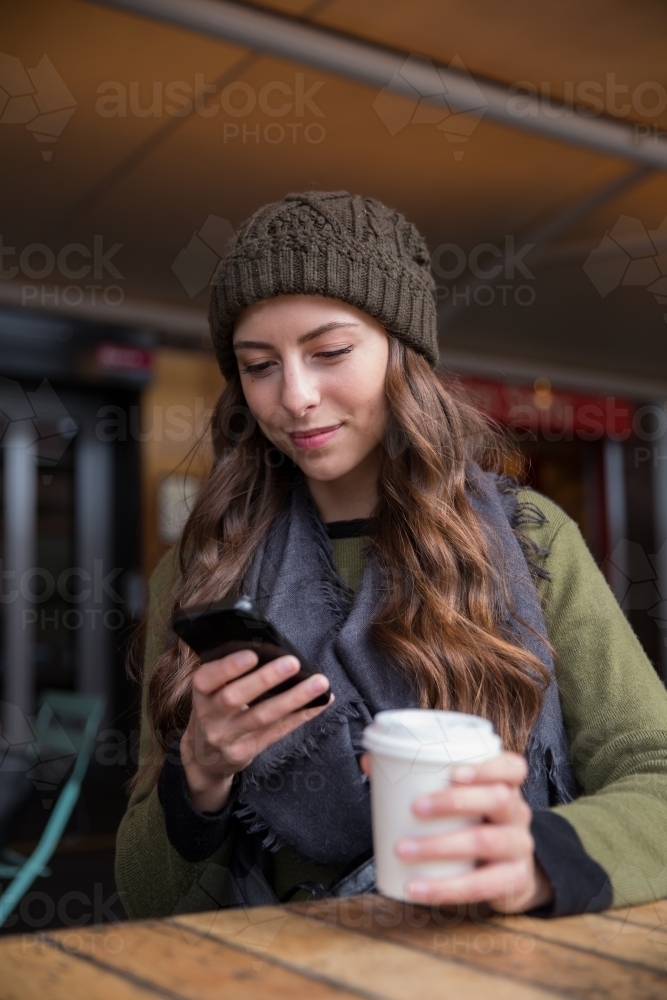 Texting at the Market - Australian Stock Image