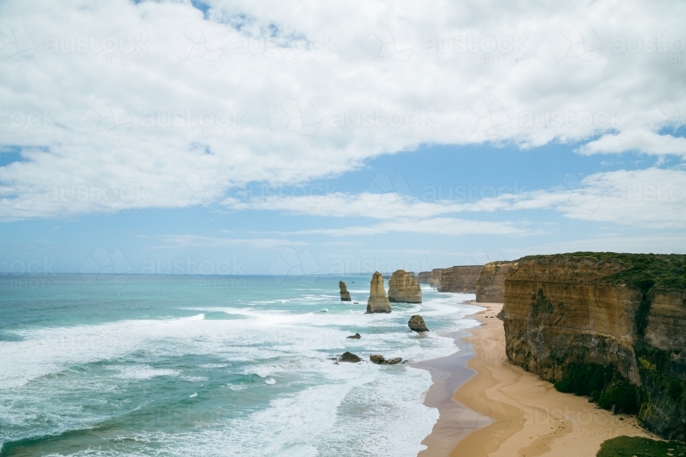 The 12 Apostles scenic tourist destination along the Great Ocean Road on the south coast of Victoria - Australian Stock Image