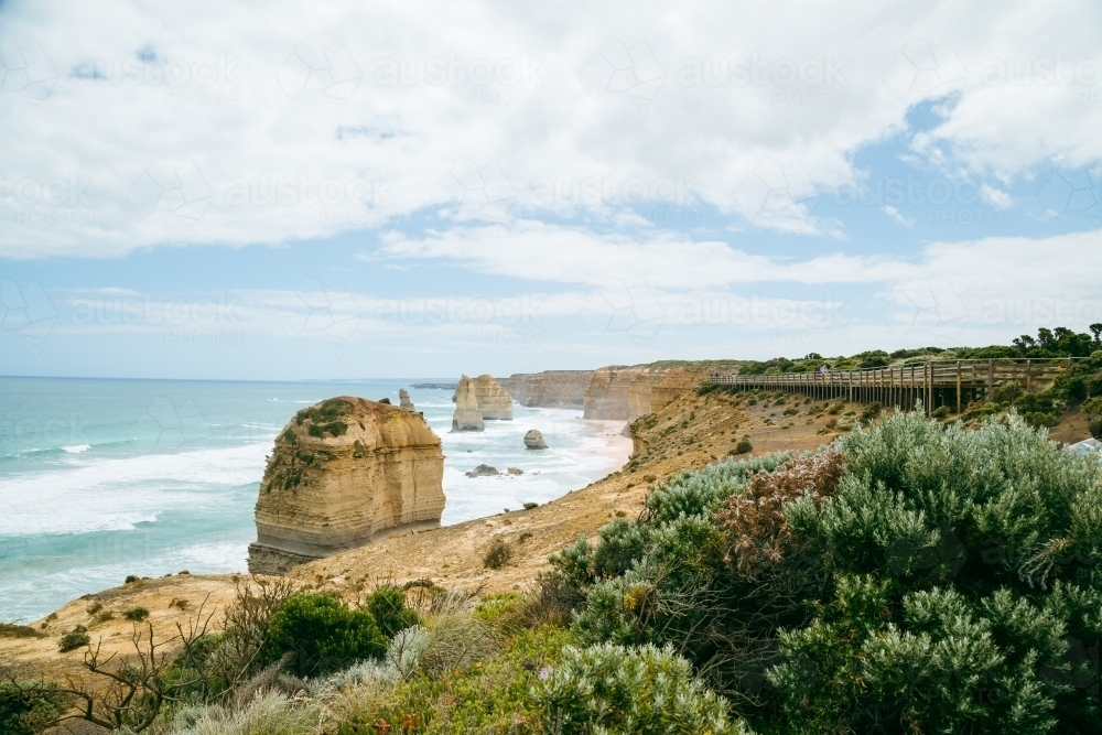 The 12 Apostles scenic tourist destination along the Great Ocean Road on the south coast of Victoria - Australian Stock Image