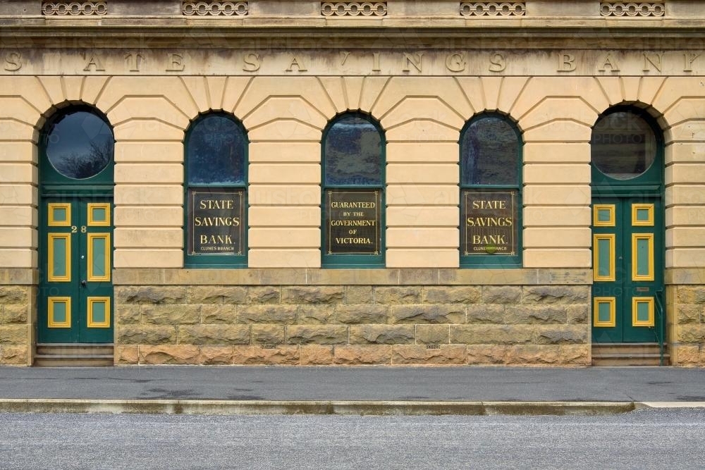 The facade of an old bank building - Australian Stock Image