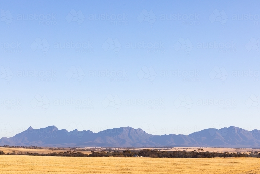 the Stirling Ranges strung out under a vast blue sky - Australian Stock Image