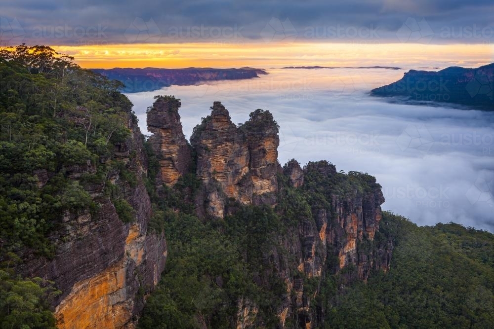 The Three Sisters at dawn - Australian Stock Image