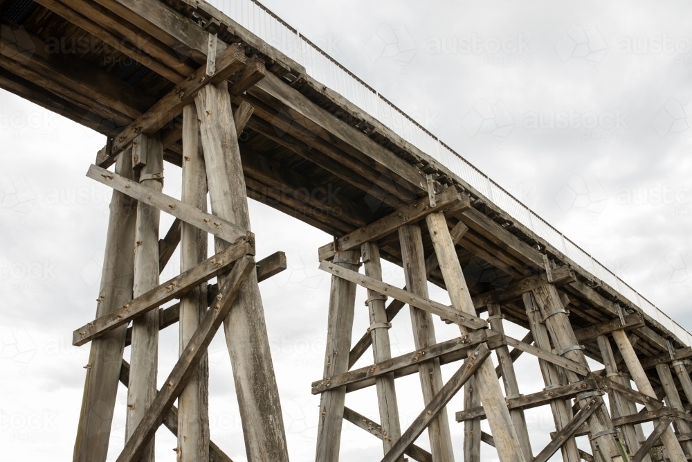 The underside of the Kilcunda Bourne Creek Trestle Bridge in Gippsland Australia - Australian Stock Image