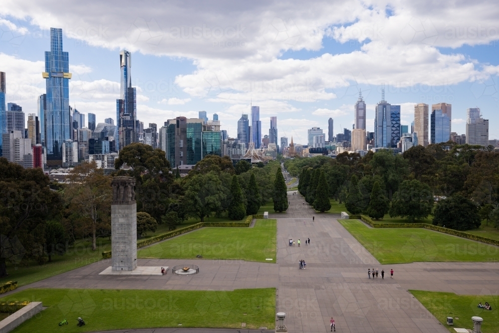 The view of Melbourne city from the Shrine of Remembrance - Australian Stock Image