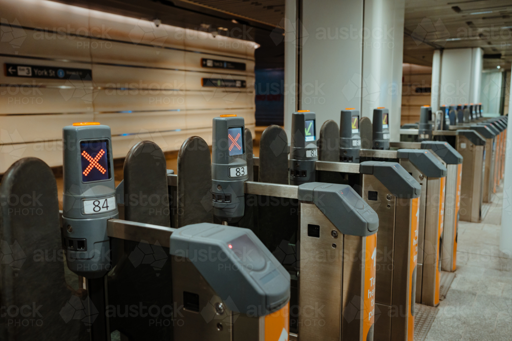 Ticket gates at Wynyard Station - Australian Stock Image