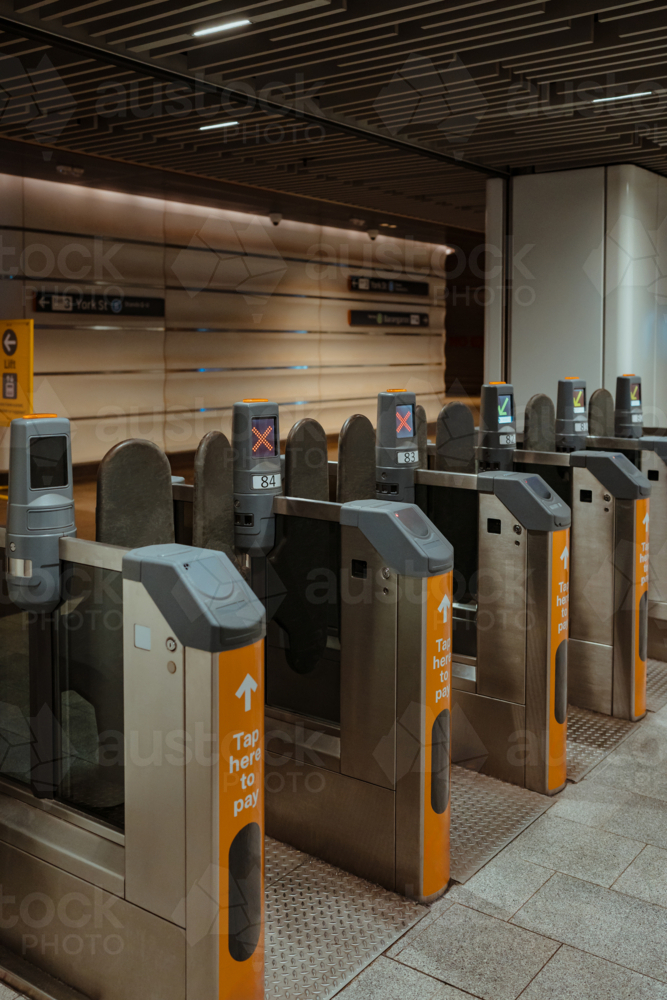 Ticket gates at Wynyard Station - Australian Stock Image