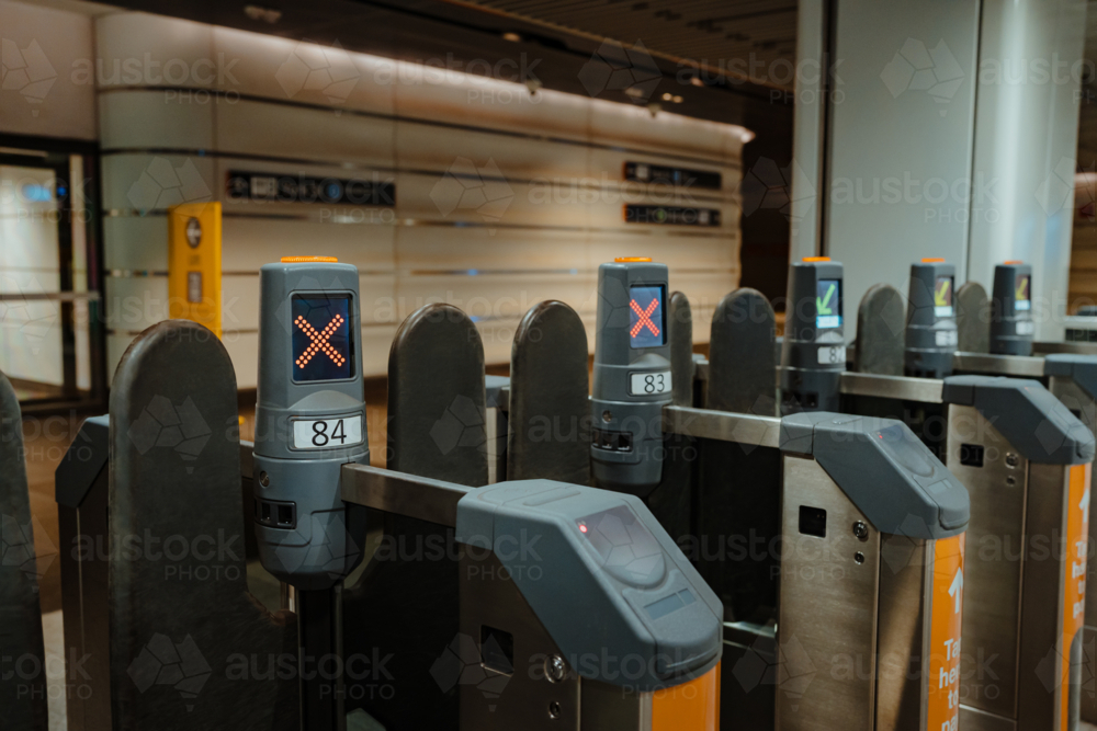 Ticket gates at Wynyard Station - Australian Stock Image