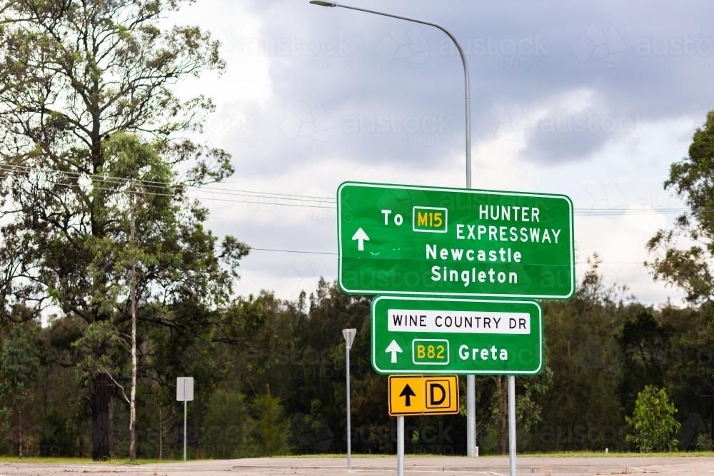 To Hunter Expressway M15 road sign - Australian Stock Image