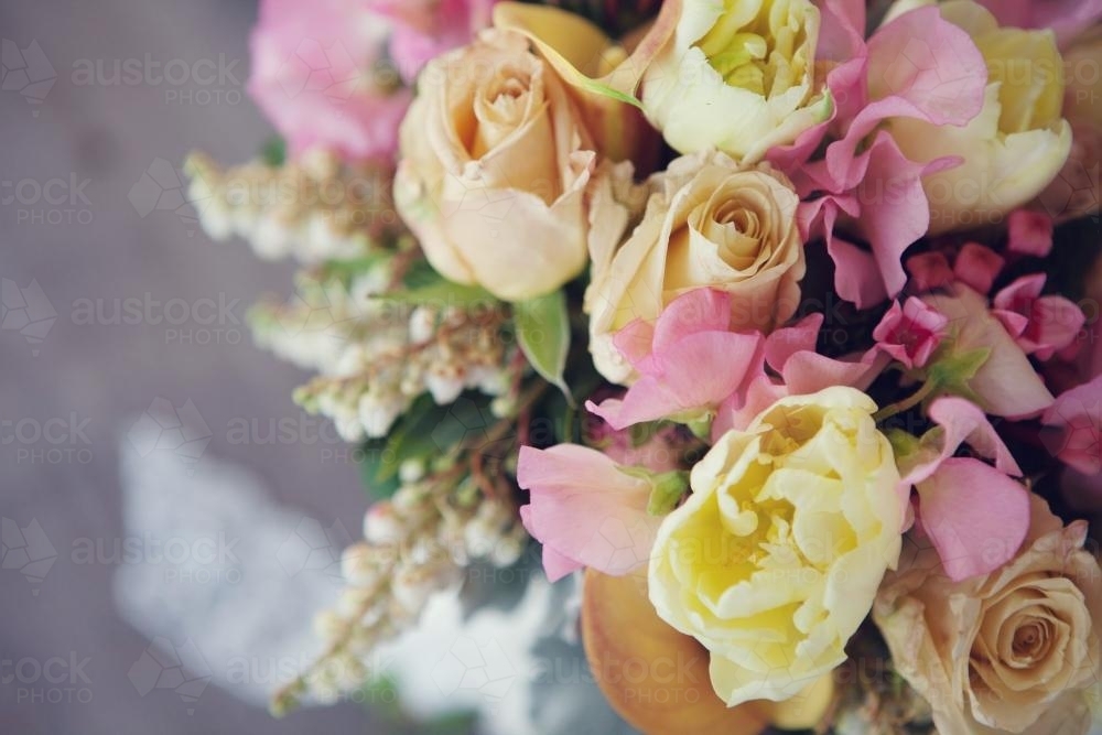 Top View of Floral Bouquet - Australian Stock Image