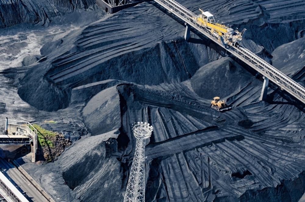 Top view shot of RG Tanna coal piles - Australian Stock Image