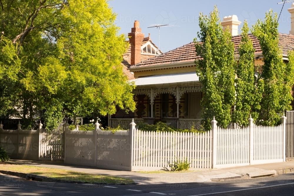 Traditional character brick constructed home on a suburban street of Melbourne - Australian Stock Image