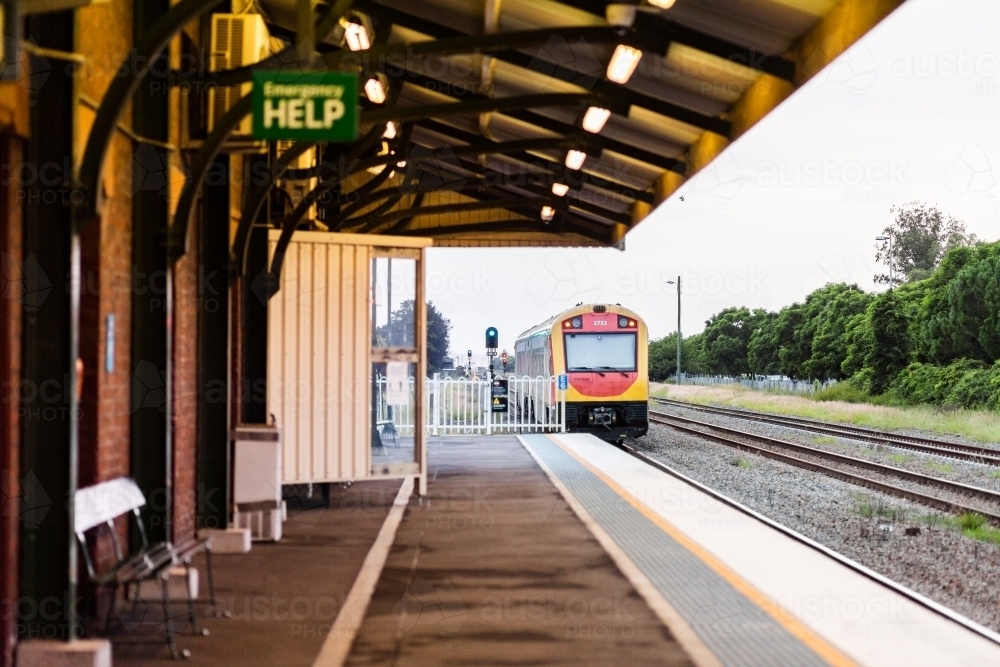 Train coming into singleton train station - Australian Stock Image