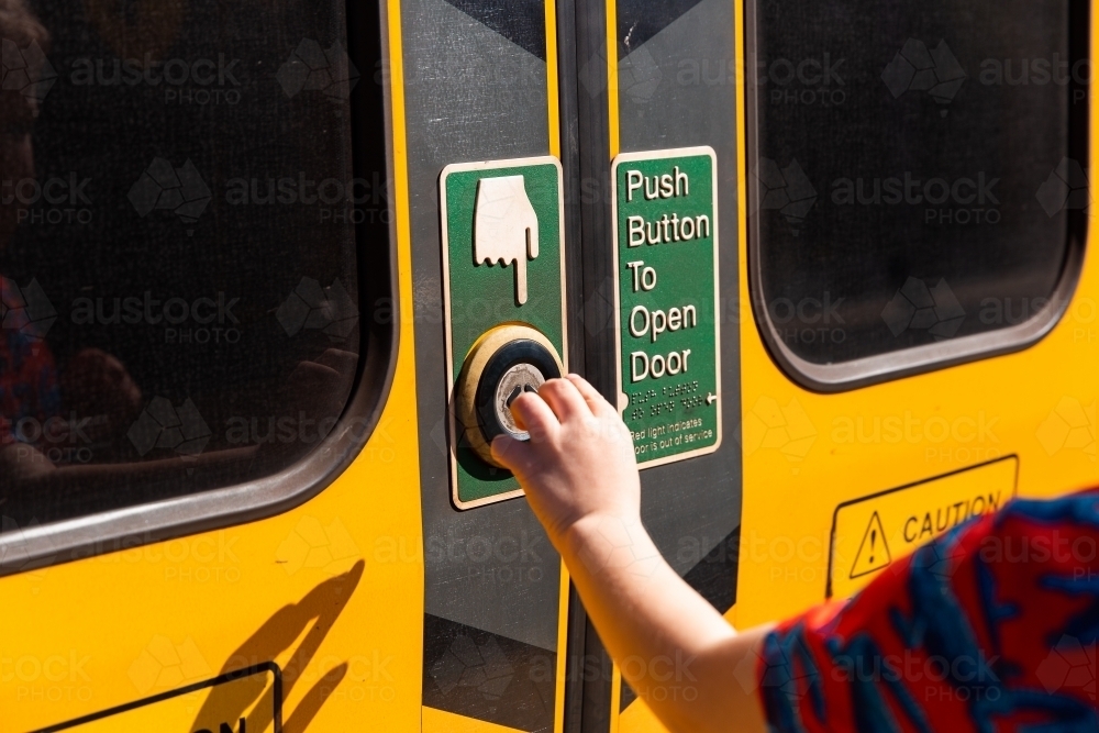 train doors push button to open - Australian Stock Image