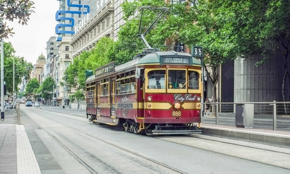 Tram in Melbourne CBD - Australian Stock Image