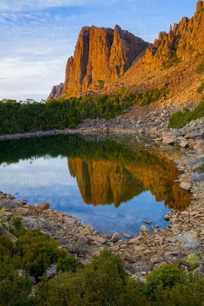 Tranquil Tarn and Denison Crag - Australian Stock Image