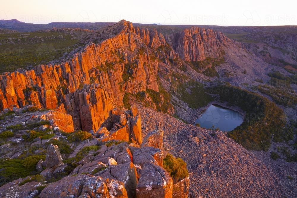 Tranquil Tarn from above - Australian Stock Image