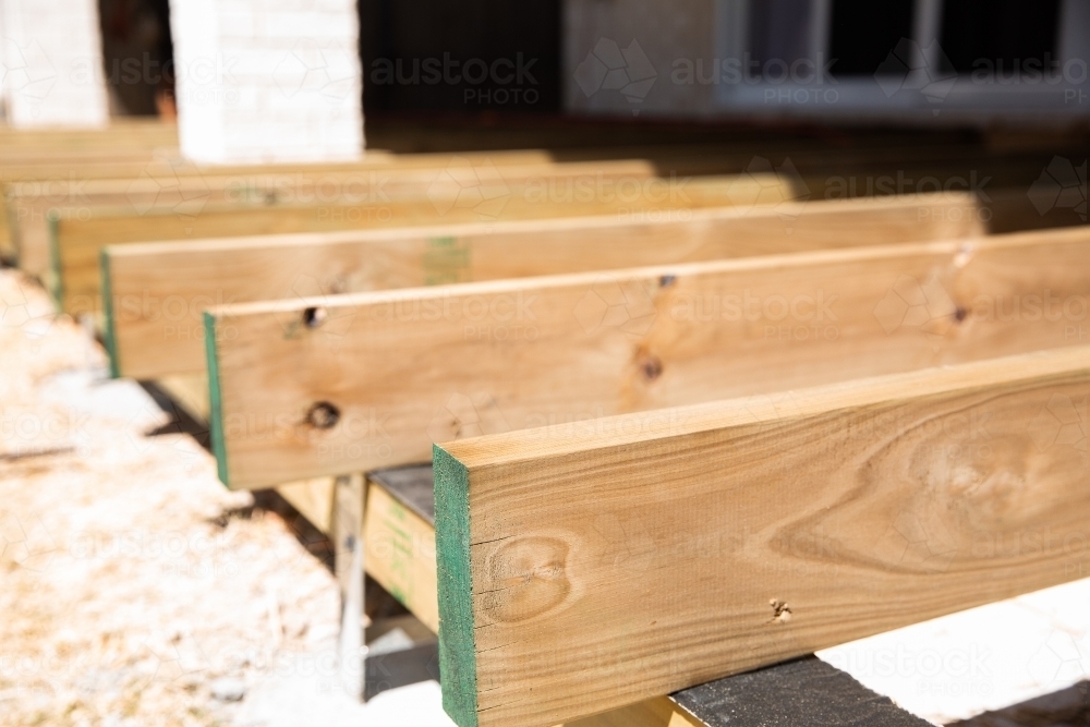 treated timber joists for a new deck - Australian Stock Image