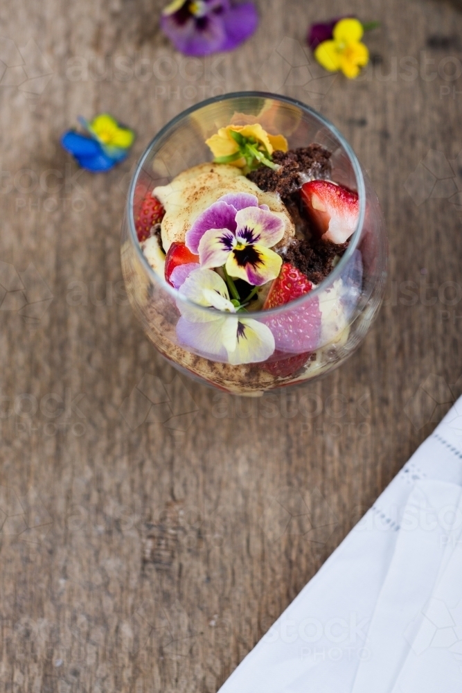 trifle in a glass - Australian Stock Image