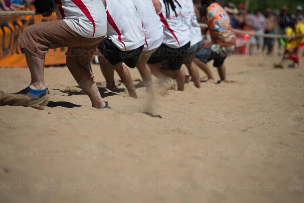 Tug of War on the beach - Australian Stock Image