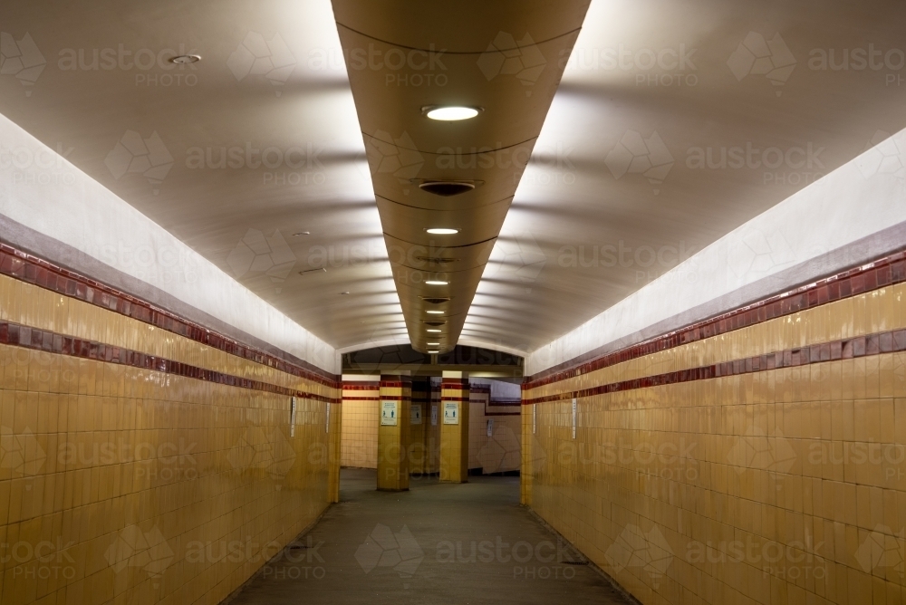 Tunnel to underground railway platforms - Australian Stock Image