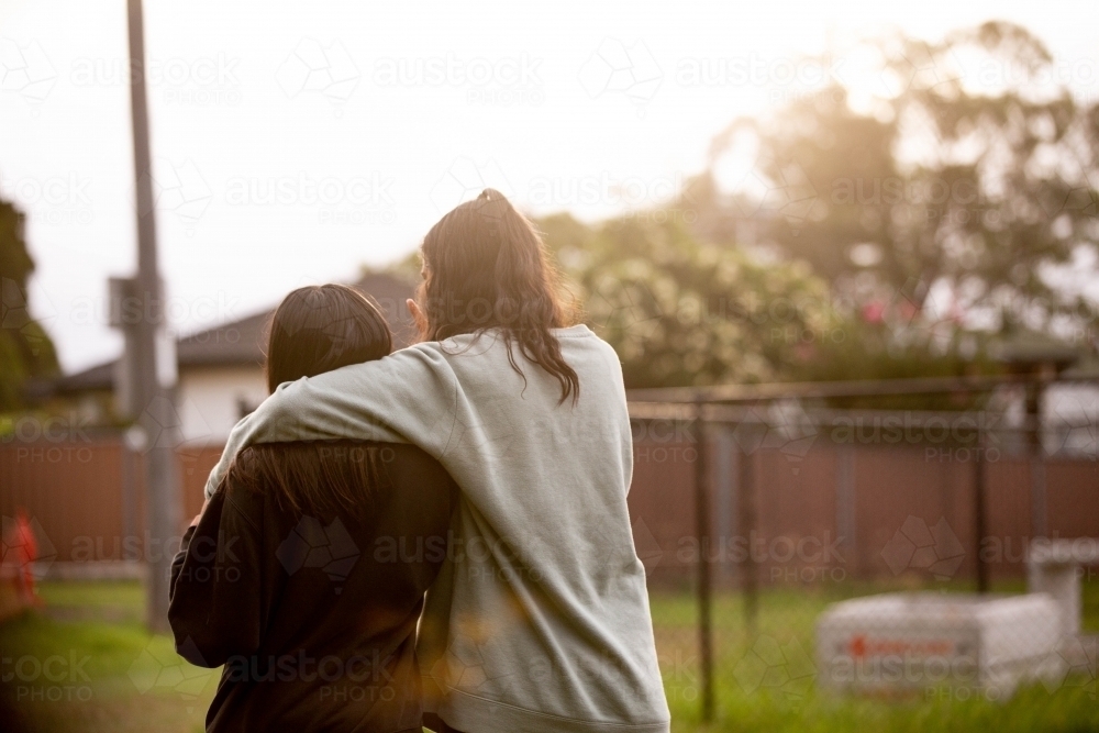 Two Aboriginal women walking together - Australian Stock Image