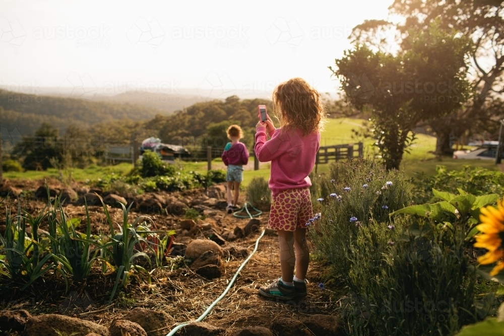 Two girls at a farm - Australian Stock Image