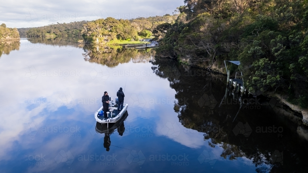 Two Men Fishing for Bream - Australian Stock Image