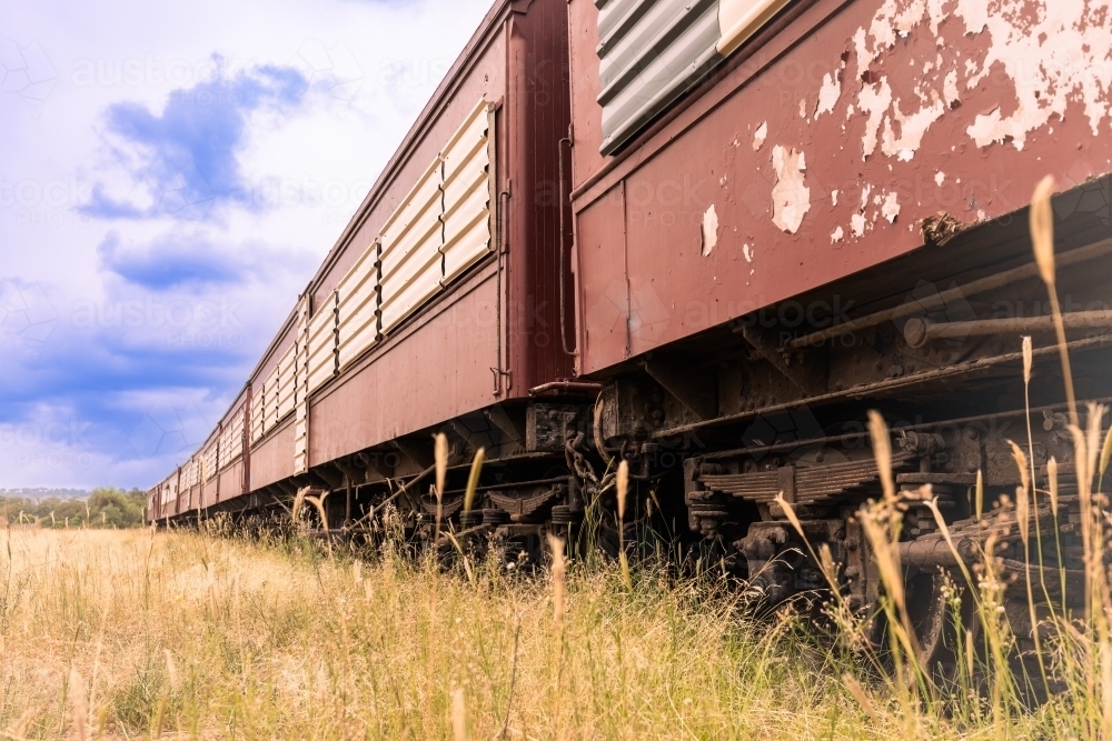 Undercarriage of historic passenger train - Australian Stock Image