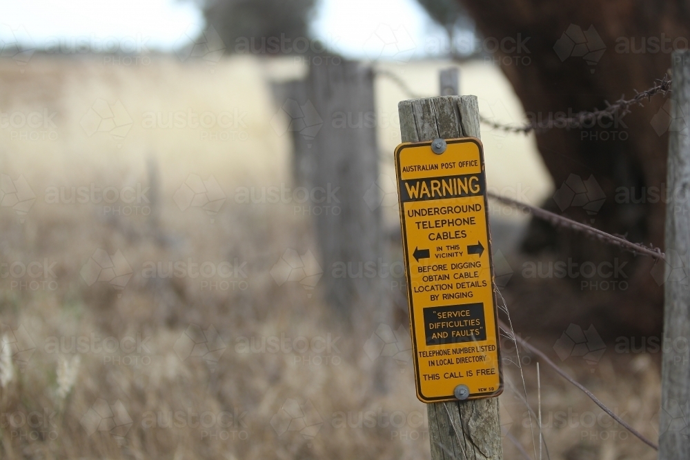 underground telephone cabling in rural area - Australian Stock Image