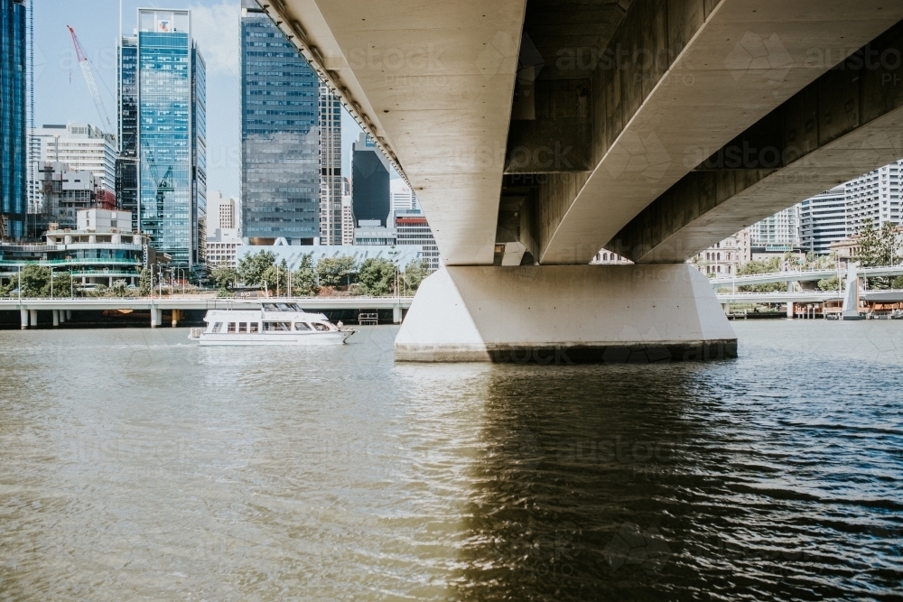 Underside of bridge over Brisbane river - Australian Stock Image