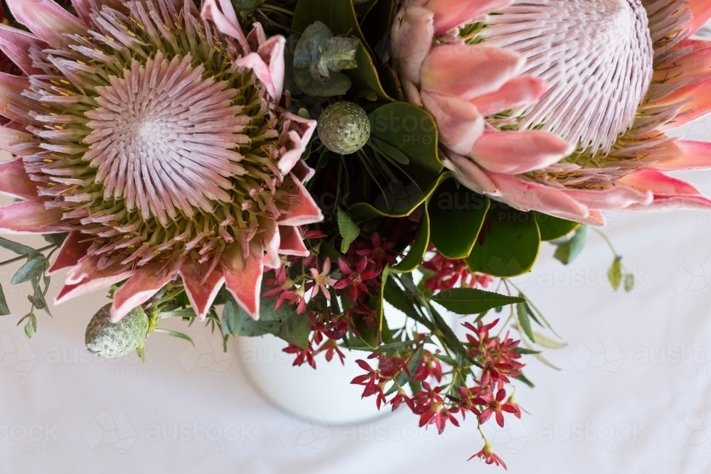Vase of native flowers at christmas time - Australian Stock Image