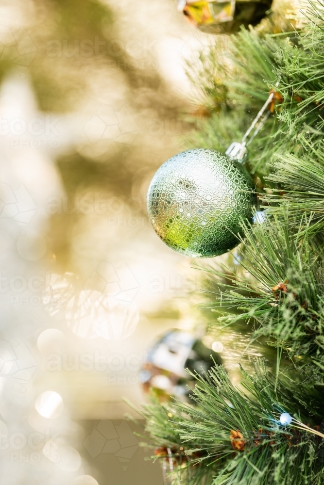 Image Of Vertical Image Of Christmas Baubles On Tree With Bokeh Copy 