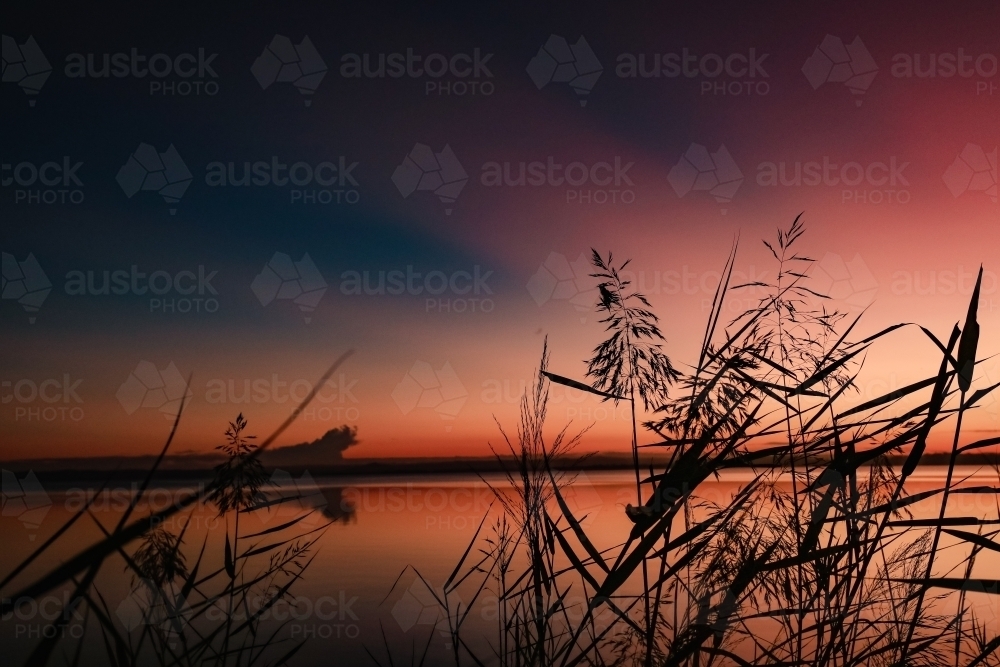 Image of Vibrant sunset sky over Tuggerah Lake from Canton Beach on the ...