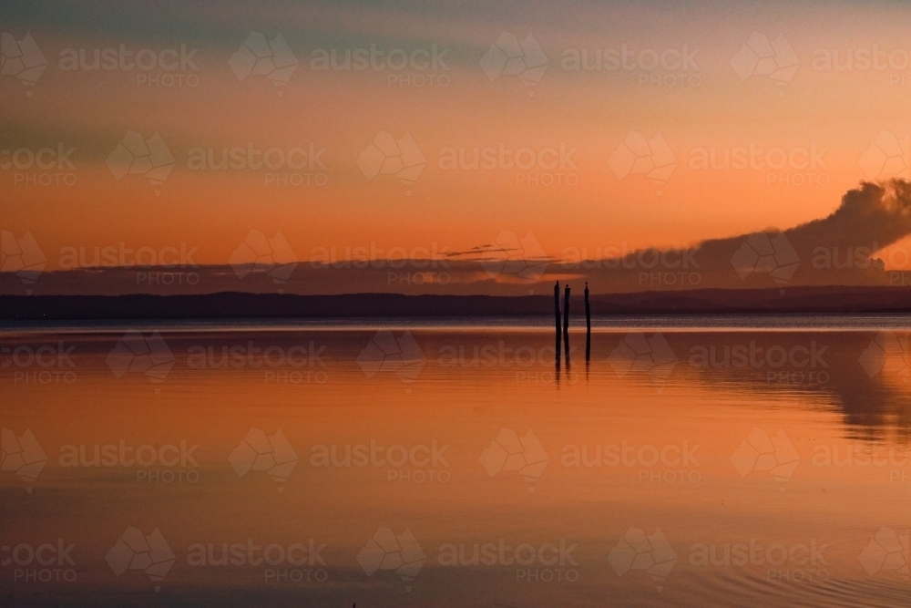 Image of Vibrant sunset sky over Tuggerah Lake from Canton Beach on the ...