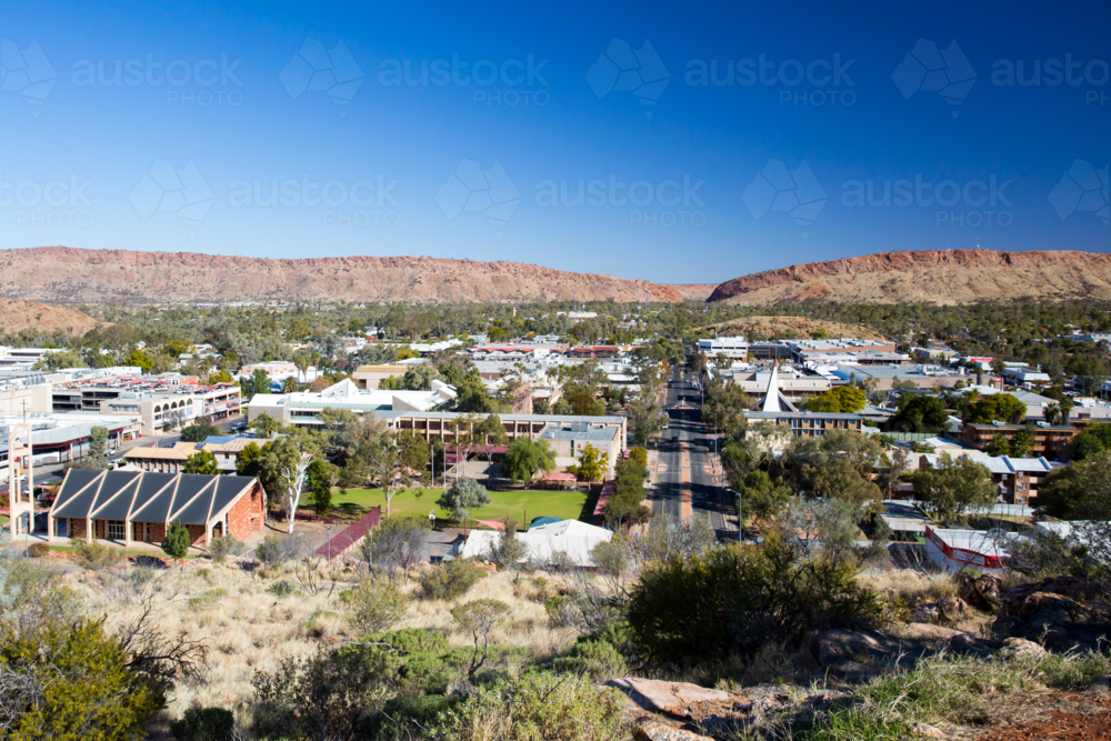 View from Anzac Hill on a fine winter's day in Alice Springs, Northern Territory, Australia - Australian Stock Image