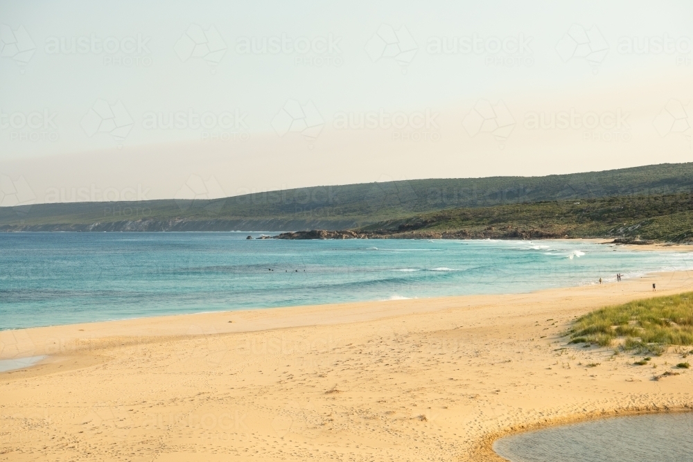 View of beach and ocean of people on beach - Australian Stock Image