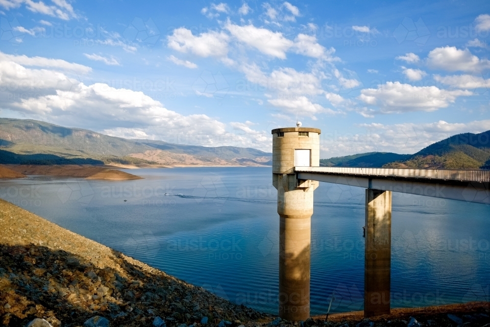 View of Blowering reservoir from the dam - Australian Stock Image