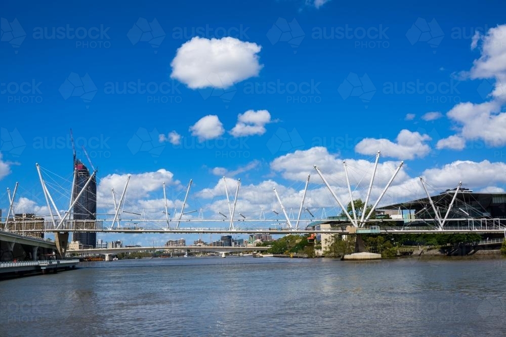 View of the Kirulpa Bridge and Victoria Bridge over the Brisbane River - Australian Stock Image