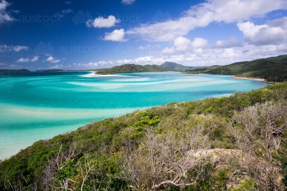 View over Hill Inlet, Whitehaven Beach - Australian Stock Image