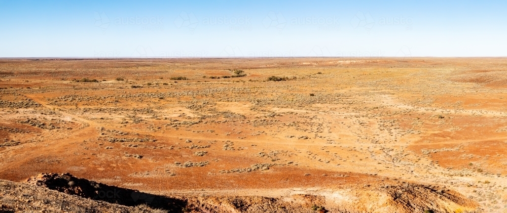 view over wide brown plains - Australian Stock Image