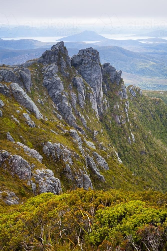 View to Lake Pedder from the Western Arthur Range - Australian Stock Image