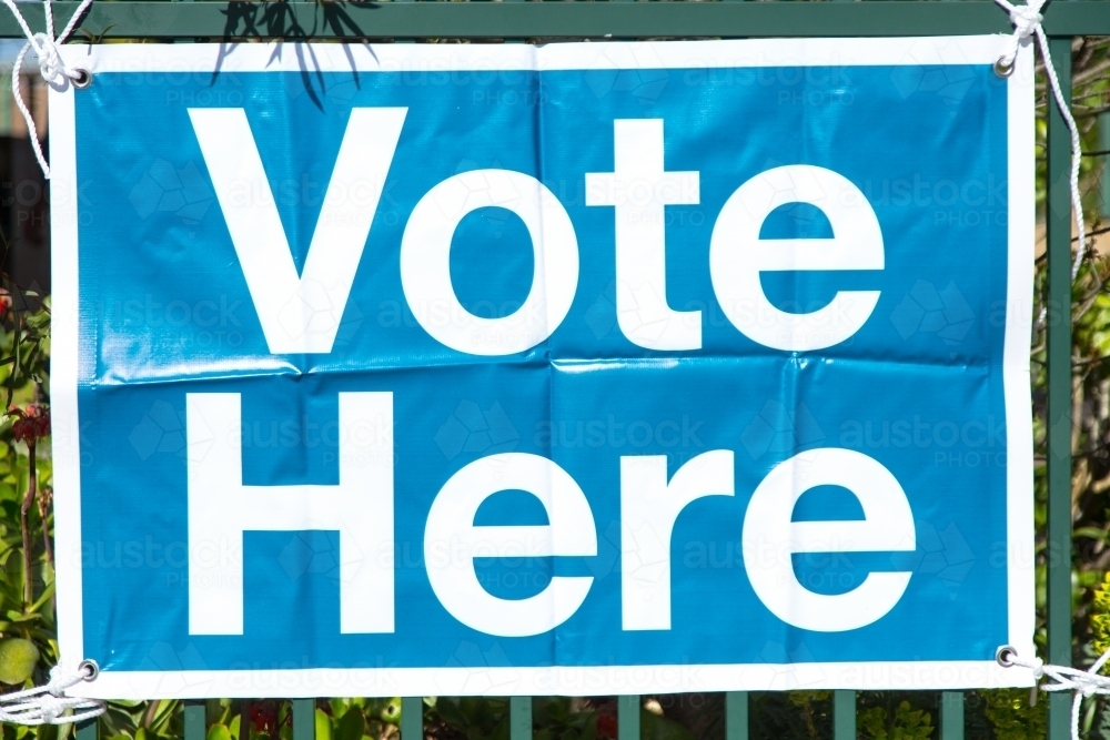 vote here sign - Australian Stock Image