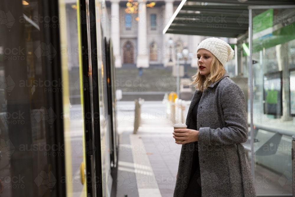 Waiting to Get onto the Tram - Australian Stock Image